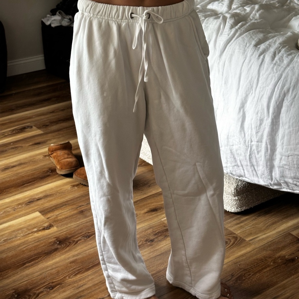 Casual White Drawstring Pants